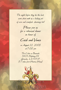 Crawfish and Fluer-de-lis Invitation Fleur de lis invitation Crawfish Boil Invitation Louisiana Invitations - Cajun Invitations